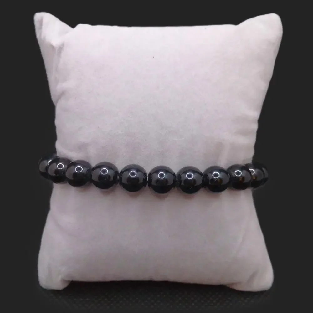Black Obsidian Beaded Bracelet 8mm Gemstones Unisex Boho Casual Stretchy NEW